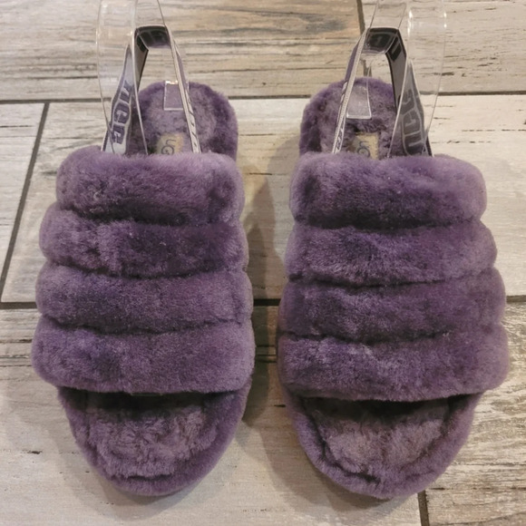 UGG AUSTRALIA Fluff Yeah purple shearling slingback plush cozy slippers Wmn's 7 - Picture 2 of 9